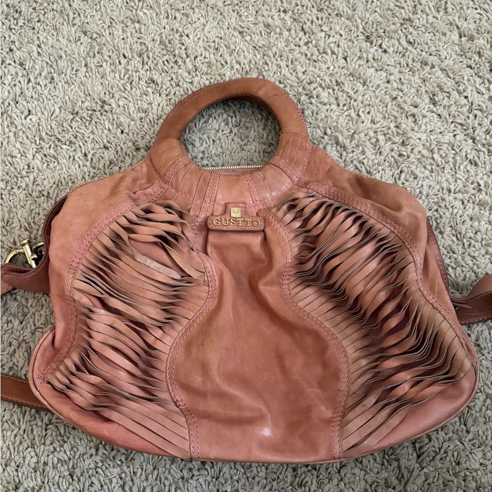 Gusto Women's Pink Leather Shoulder Bag